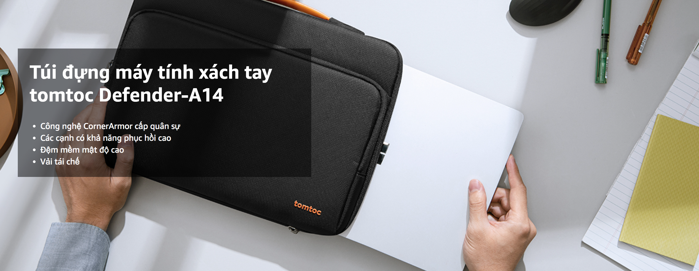 Túi xách chống sốc Tomtoc Defender Briefcase for Macbook Pro 14 / Air 13 inch (A14) Túi xách chống sốc Tomtoc Defender Briefcase for Macbook Pro 14 / Air 13 inch (A14)